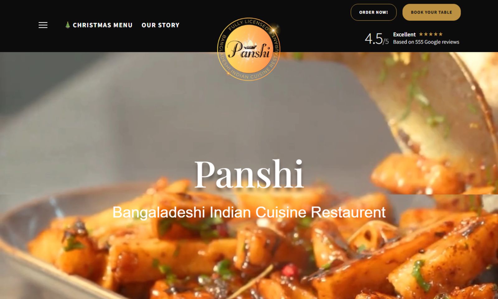 Panshi Cannock website, desktop view