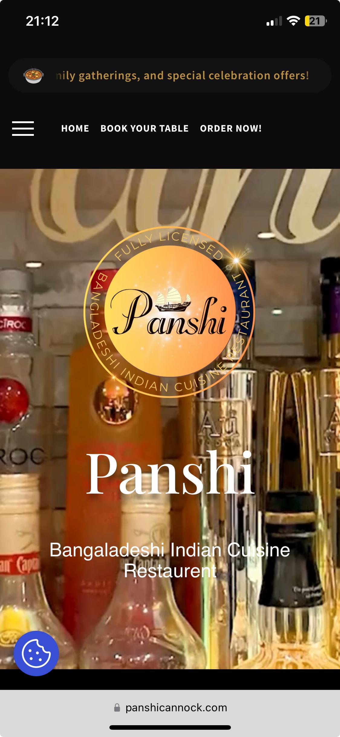 Panshi Cannock website, mobile view