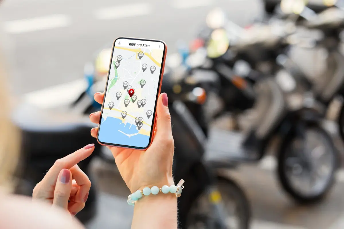 Hands holding a smartphone with Google Maps open
